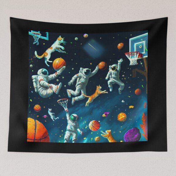 Item preview, Cats Playing Basketball in Space with Astronauts designed and sold by sweetbelle.