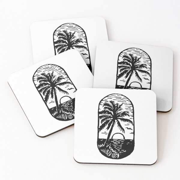 Item preview, Beach Vibes Ocean Sunset Scene Blockprint designed and sold by DavidAlan.