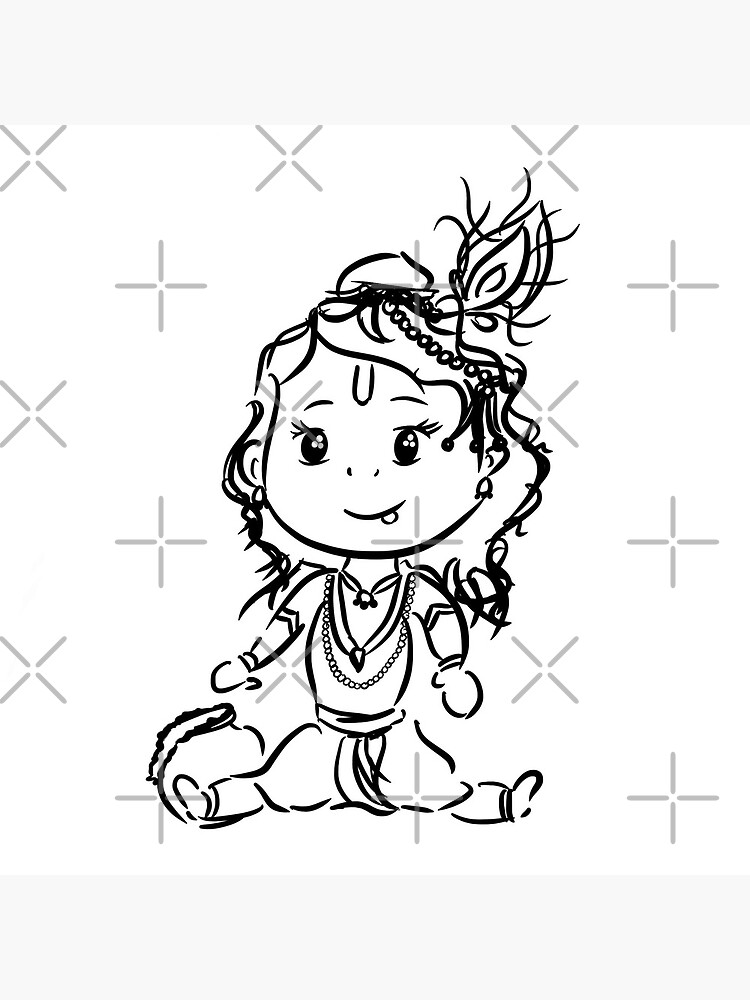 Drawing of Lord Krishna Fluting when he is in Child. Vector Illustration of  Kid Krishna Stock Vector - Illustration of design, bhagavan: 174586929