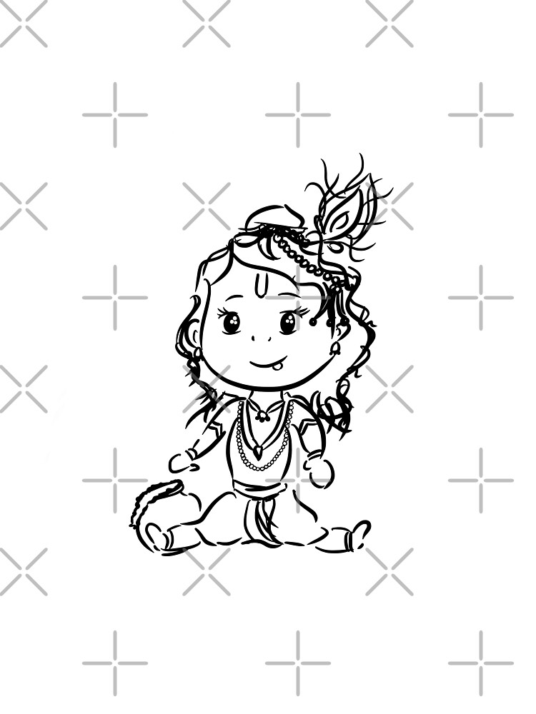 Draw Cute Baby Krishna eating Butter (Makhan) step by step easy drawing for  kids - Baalkala