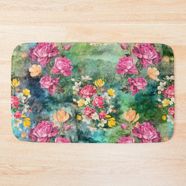 Artikelvorschau, Farbenfrohe Blumen und Rosen exotischen Sommergarten, botanisches Muster, florale Illustration, bunte grüne Vintage-Blumen entworfen und verkauft von ZeinabTaha.