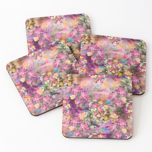Item preview, Colorful flowers and roses exotic summer garden, botanical pattern, floral illustration, multicoloured pink vintage floral designed and sold by ZeinabTaha.
