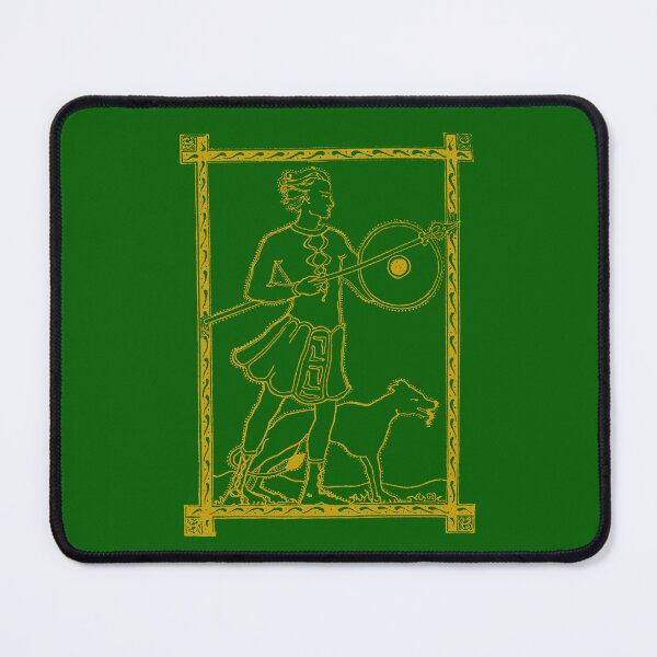 Item preview, celtic hero Cú Chulainn and his Hound in gold designed and sold by Michael Stewart.