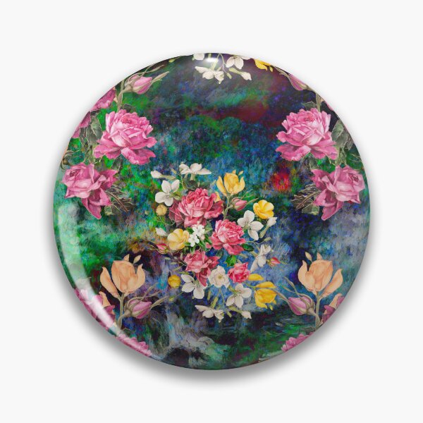 Artikelvorschau, Farbenfrohe Blumen und Rosen exotischen Sommergarten, botanisches Muster, florale Illustration, dunkelgrün Vintage floral entworfen und verkauft von ZeinabTaha.
