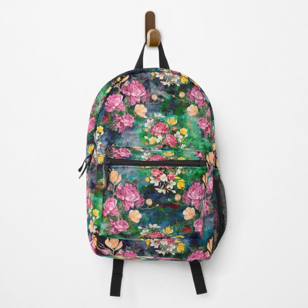 Artikelvorschau, Farbenfrohe Blumen und Rosen exotischen Sommergarten, botanisches Muster, florale Illustration, dunkelgrün Vintage floral entworfen und verkauft von ZeinabTaha.