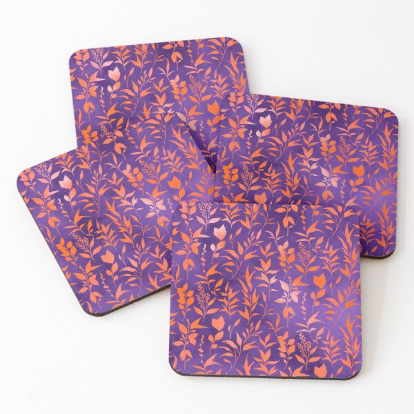 Item preview, Autumn Nights Orange Leaves and Sprigs on Purple Background designed and sold by LDTreasures.