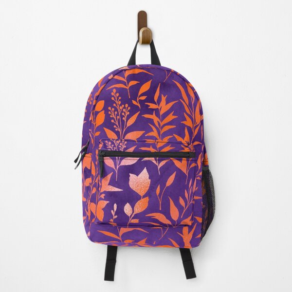 Item preview, Autumn Nights Orange Leaves and Sprigs on Purple Background designed and sold by LDTreasures.