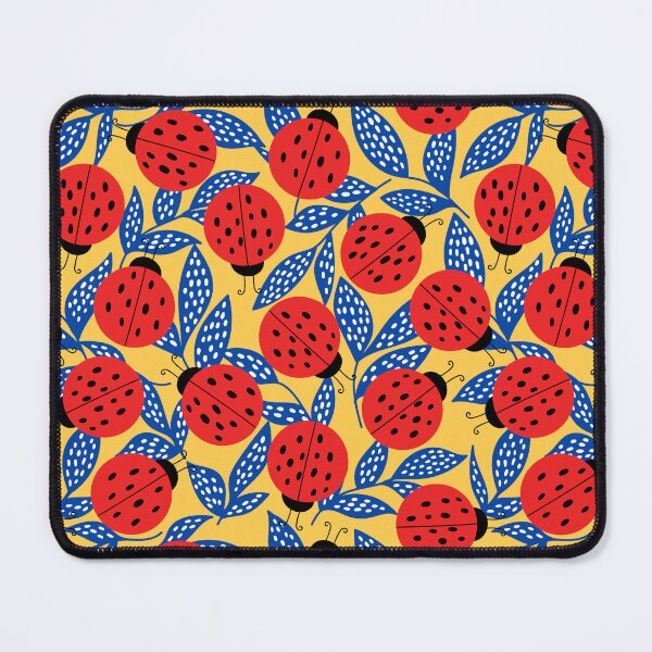 Item preview, Cute pattern with ladybugs and blue leaves on a yellow background designed and sold by Drozdova.
