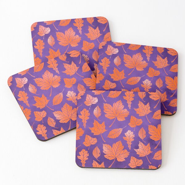Item preview, Autumn Nights Orange Leaves on Purple Background designed and sold by LDTreasures.