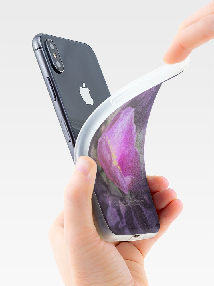 Alternate view of Old fashioned pink rose, purple texture iPhone Case & Cover