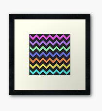 Pink Purple Green Blue Orange Yellow Black Summer Fun Chevron Framed Print