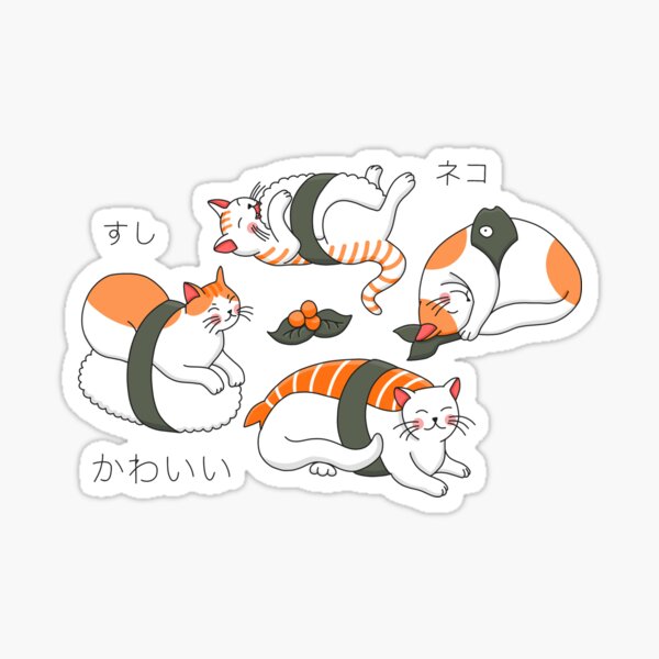Kawaii Neko Sushi Sticker