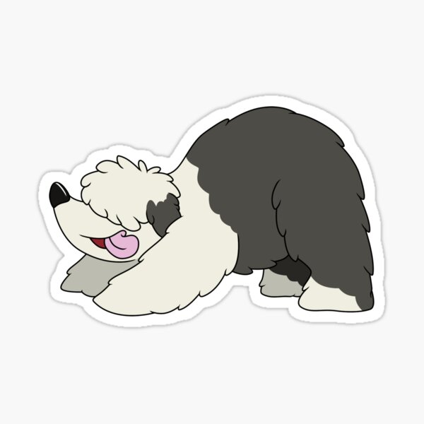 Old english sheepdog with tail (grey) Sticker for Sale by KiwiJP