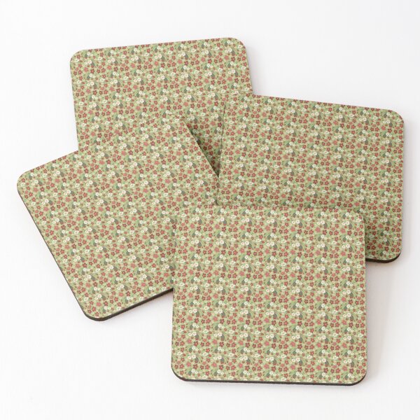 STRAWBERRY FLOWERS in a retro vintage look with a delicate touch Coasters (Set of 4)