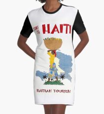 "HAITI" Vintage Travel Advertising Print Graphic T-Shirt Dress