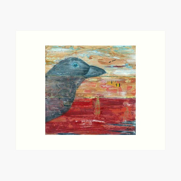 Raven Shadow Mixed Media Art Print