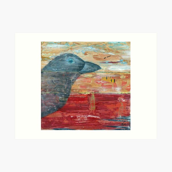 Raven Shadow Mixed Media Art Print