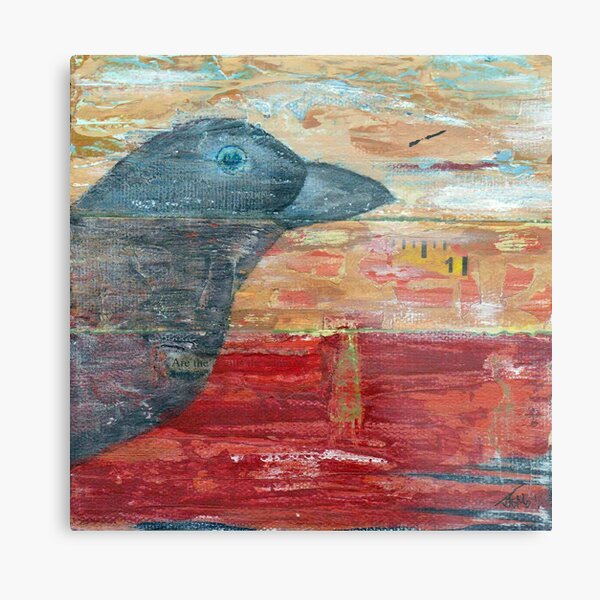 Raven Shadow Mixed Media Metal Print
