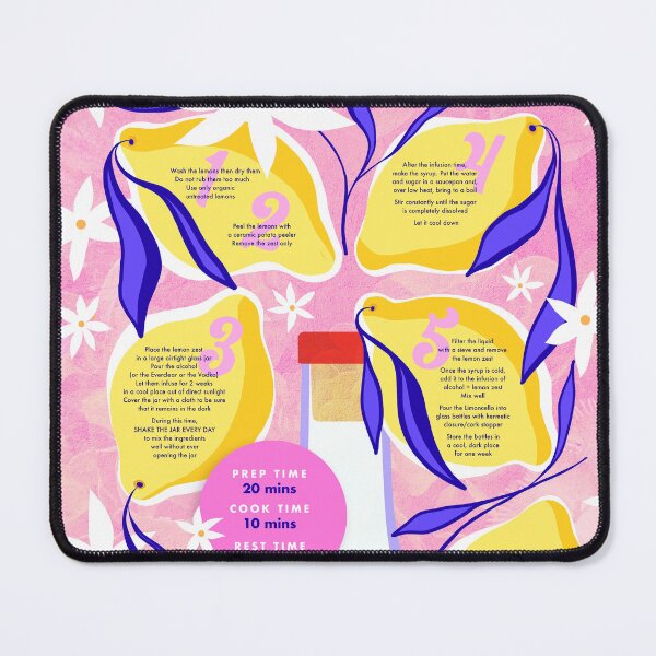 Item preview, Italian Limoncello Recipe wit Organic leafy Lemons on Pink   designed and sold by Dominiquevari.