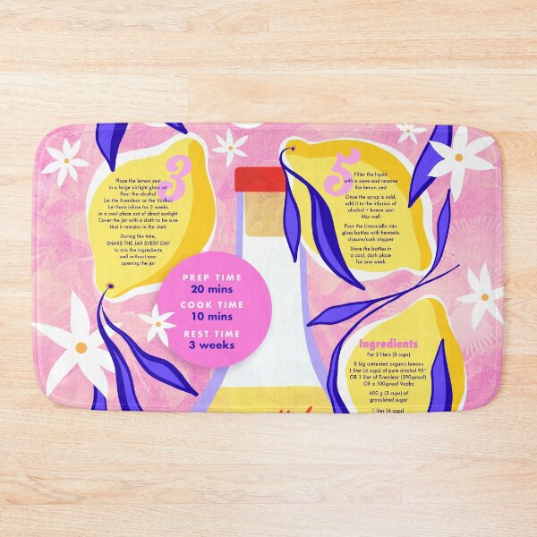Item preview, Italian Limoncello Recipe wit Organic leafy Lemons on Pink   designed and sold by Dominiquevari.