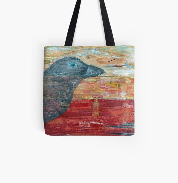 Raven Shadow Mixed Media All Over Print Tote Bag