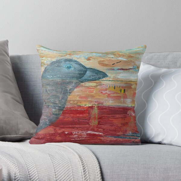 Raven Shadow Mixed Media Throw Pillow