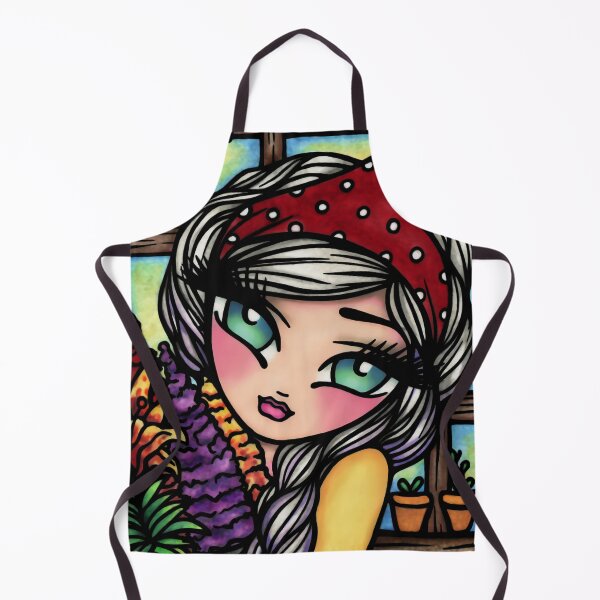 Item preview, Gardening Girl Cute Gardener in Greenhouse Whimsical Fantasy Art designed and sold by hannahlynnart.