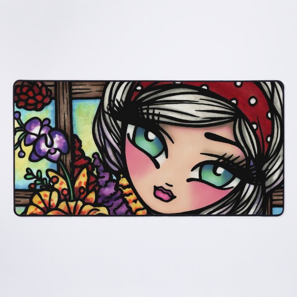 Item preview, Gardening Girl Cute Gardener in Greenhouse Whimsical Fantasy Art designed and sold by hannahlynnart.