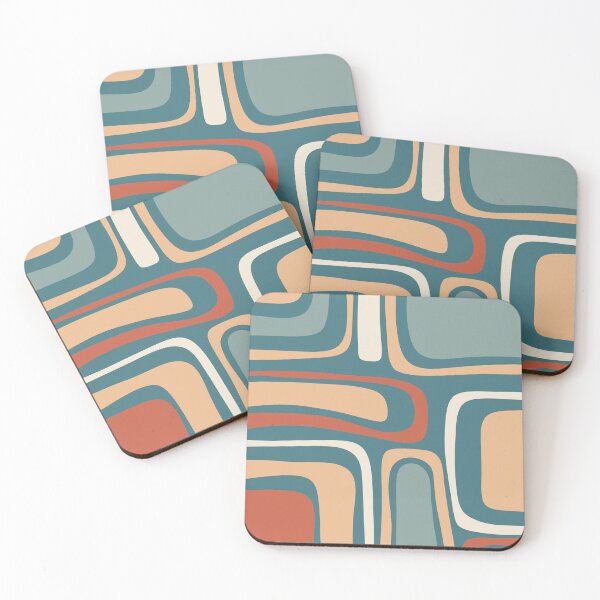Item preview, Palm Springs Retro Mid Century Modern Abstract Pattern Teal Rust Buff designed and sold by kierkegaard.