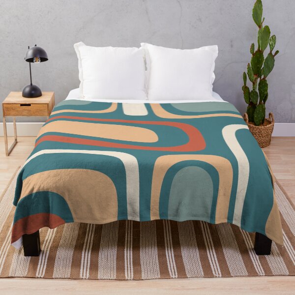 Item preview, Palm Springs Retro Mid Century Modern Abstract Pattern Teal Rust Buff designed and sold by kierkegaard.