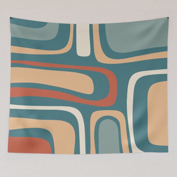 Item preview, Palm Springs Retro Mid Century Modern Abstract Pattern Teal Rust Buff designed and sold by kierkegaard.