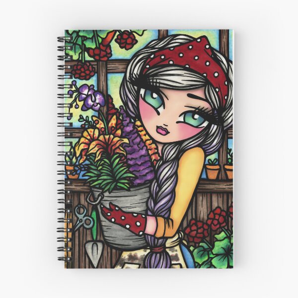 Item preview, Gardening Girl Cute Gardener in Greenhouse Whimsical Fantasy Art designed and sold by hannahlynnart.