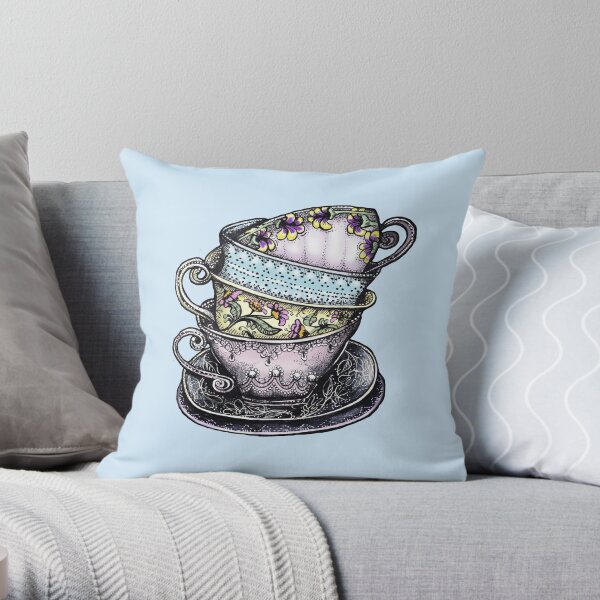 teacups Throw Pillow
