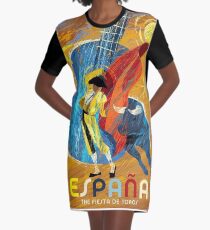 SPAIN; Vintage Bull Fight Advertising Print Graphic T-Shirt Dress