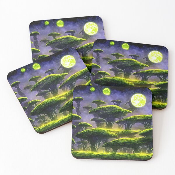 Item preview, Alien jungle landscape with three moons designed and sold by BrachiaST.