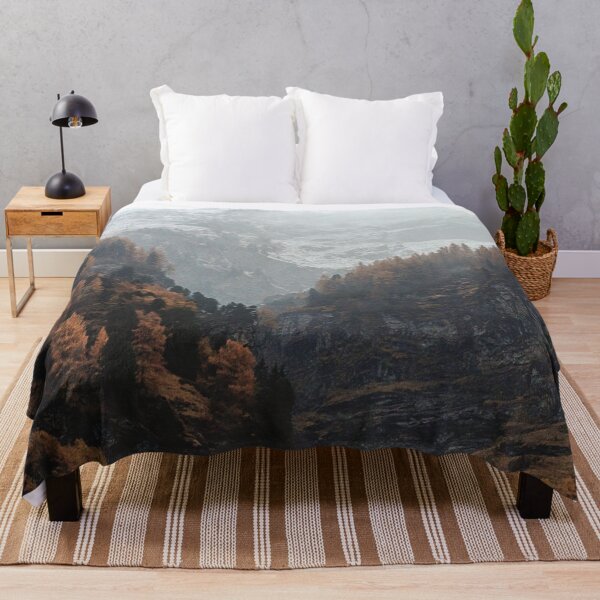 Item preview, Autumn foggy trees with the snowy mountains in the background designed and sold by Durgaa D.