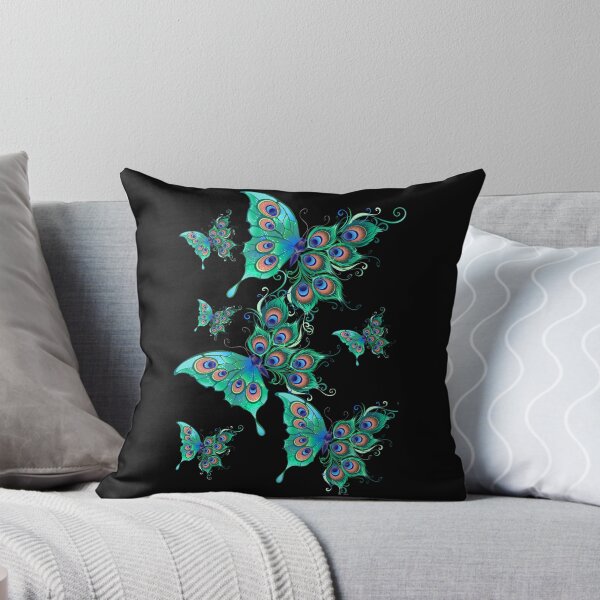 Item preview, Green colorful playful butterflies decorated with peacock feathers designed and sold by LittleAnchy.
