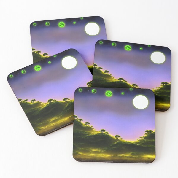 Item preview, Alien planet hills landscape with multiple moons I designed and sold by BrachiaST.