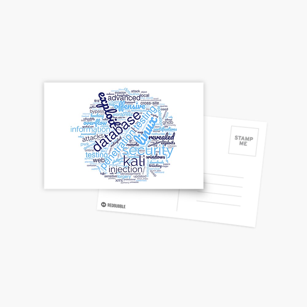 Hacker's Word Cloud Postcard - programmer humor design by HackerLooks