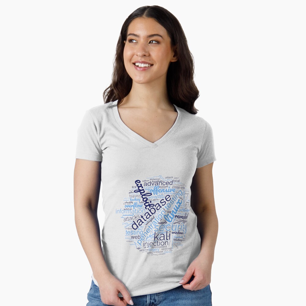 Hacker's Word Cloud Fitted V-Neck T-Shirt - programmer humor design by HackerLooks