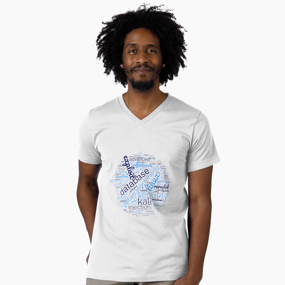 Hacker's Word Cloud V-Neck T-Shirt - programmer humor design by HackerLooks
