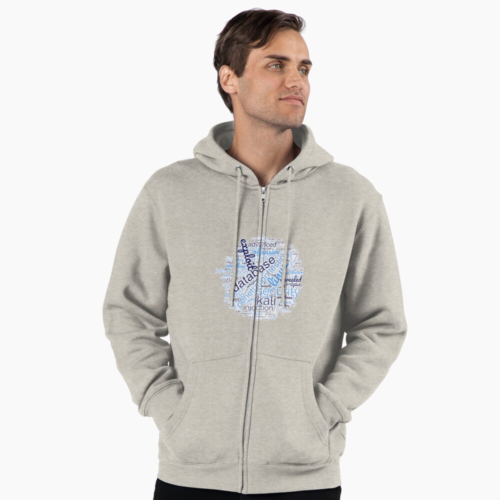Hacker's Word Cloud Zipped Hoodie - programmer humor design by HackerLooks