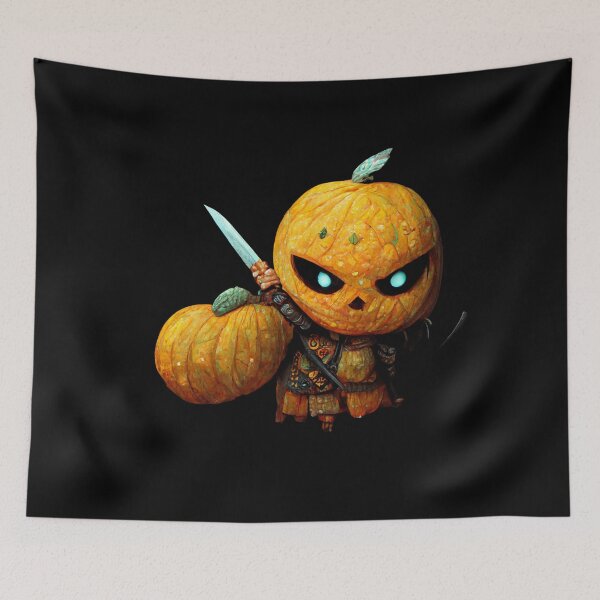 Item preview, Pumpkin Warrior Holding a weapon- Pumpkin Ghost Halloween-Halloween Pumpkin designed and sold by hassendz.