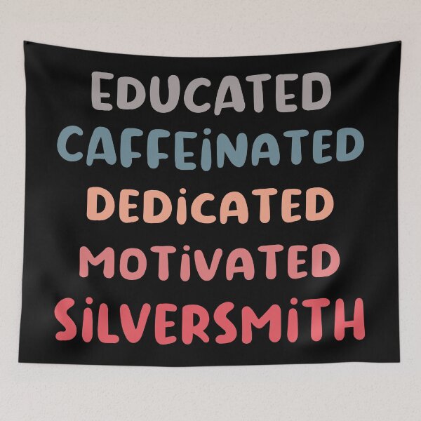 Item preview, Educated caffeinated dedicated motivated silversmith funny metalsmith quote humor blue shades jeweler gift designed and sold by MetalicBabe.
