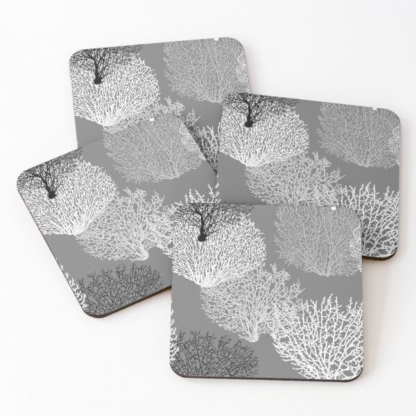 Item preview, Fan Coral Print, Shades of Silver Gray / Grey   designed and sold by Marymarice.