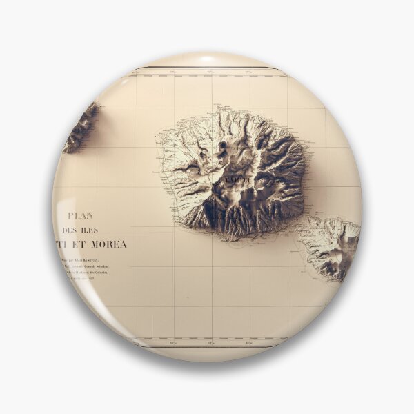 Item preview, 1857 Tahiti Relief Map 3D digitally-rendered designed and sold by ThinkAboutMaps.