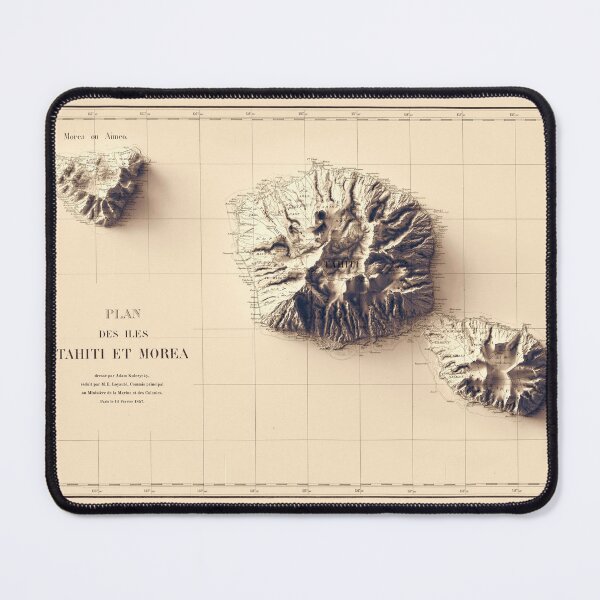 Item preview, 1857 Tahiti Relief Map 3D digitally-rendered designed and sold by ThinkAboutMaps.