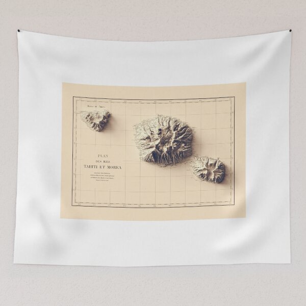 Item preview, 1857 Tahiti Relief Map 3D digitally-rendered designed and sold by ThinkAboutMaps.