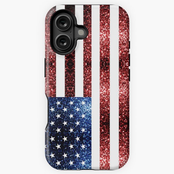 Item preview, USA flag red blue faux sparkles glitters 4th of July patriotic girly design (Photo of Glitter - Not Reflective)   designed and sold by PLdesign.