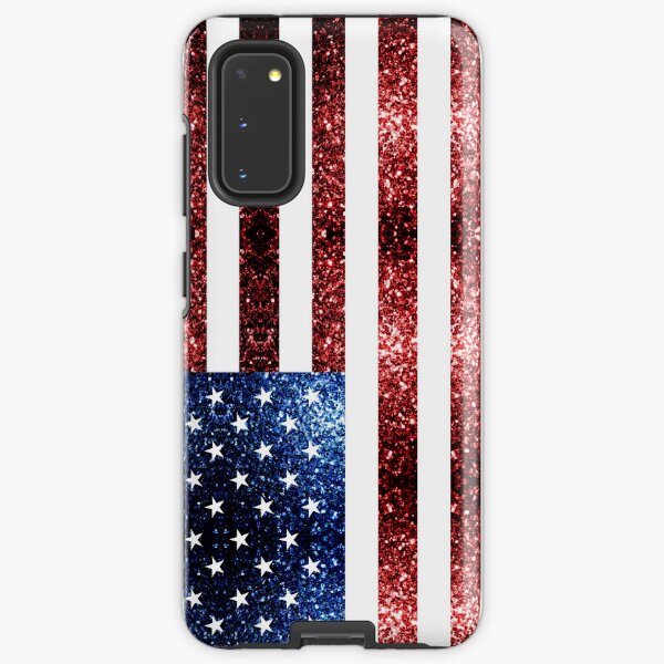 USA flag red blue sparkles glitters Samsung Galaxy Tough Case
